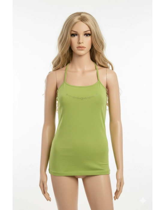 Boyundan Bağlamalı Taş İşlemeli Atlet