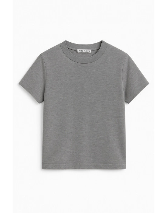 Crop Kısakollu Body Gri Renk