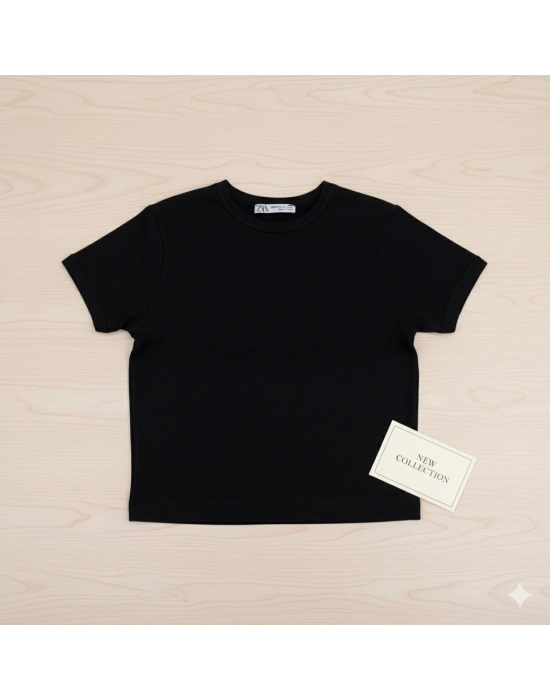 Crop Kısakollu Body Siyah Renk