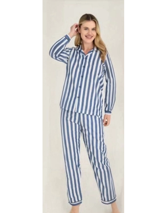 Freshness 4007 Kadın Uzun Kol Çizgili Gaffuriye Pijama Takımı