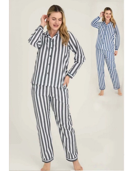 Freshness 4007 Kadın Uzun Kol Çizgili Gaffuriye Pijama Takımı