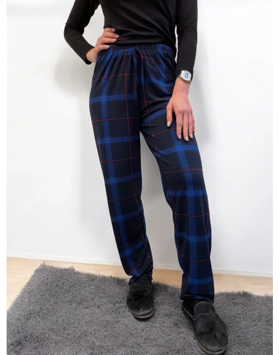 Freshness 801 Bayan Beli Lastikli Ekose Süet Tek Pijama Altı