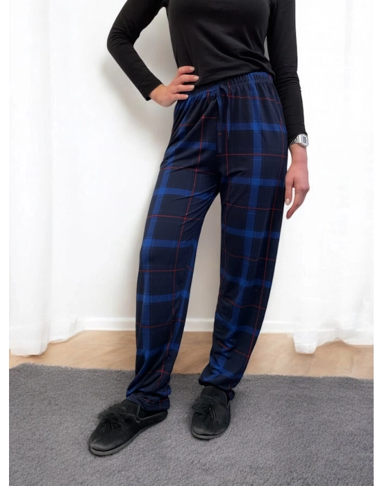 Freshness 801 Bayan Beli Lastikli Ekose Süet Tek Pijama Altı