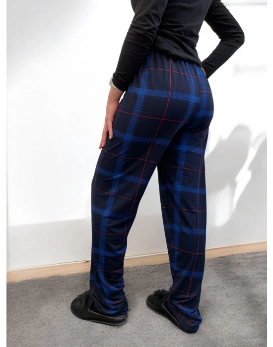 Freshness 801 Bayan Beli Lastikli Ekose Süet Tek Pijama Altı