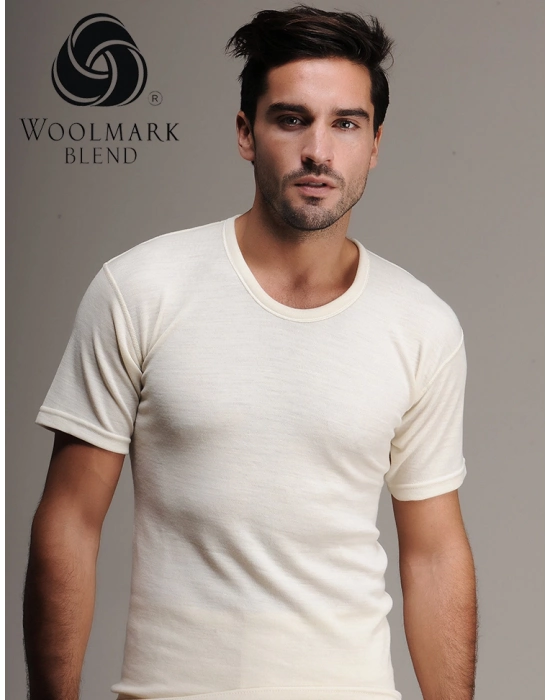 Hasyün 100 Erkek  Yün Fanila Kısa Kol