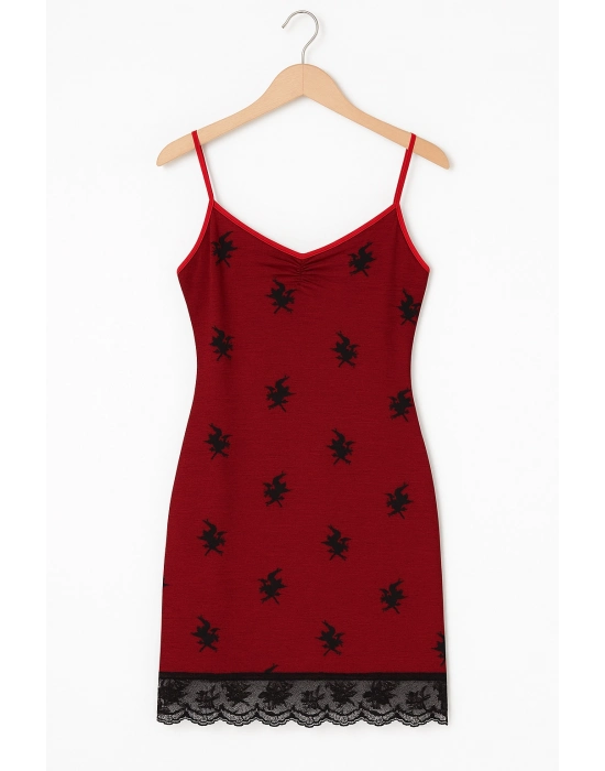 Kadın Kırmızı Gecelik B1011