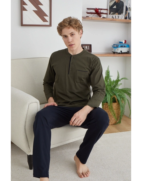 Kocabey 9111 Battal  Erkek  Midi Yaka Pijama Takımı