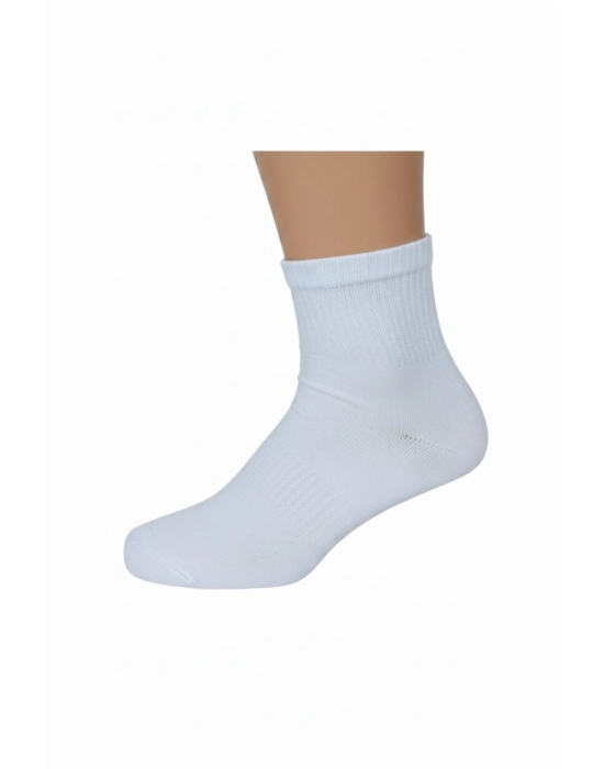 Kuzen Dikişsiz Yarım Konç  Beyaz Bambu Erkek Çorap 6 Adet