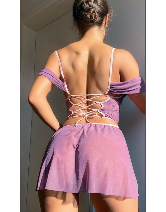 Mor Fantezi Kleopatra Kostümü