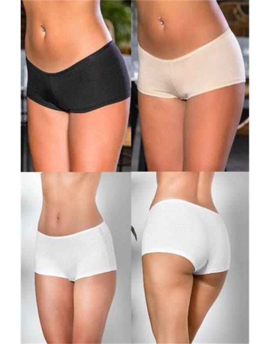 Pamuklu Boxer Külot (karışık) Siyah-beyaz-ten (brf2963)