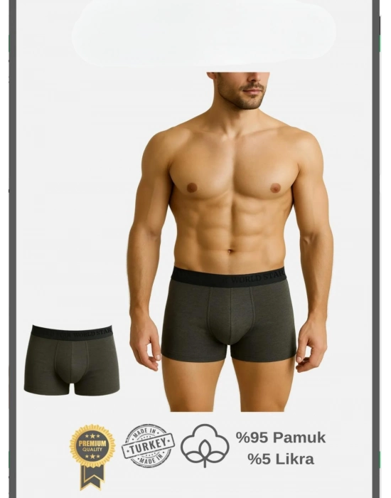Pamuklu Düz Antrasit Renk Erkek Boxer