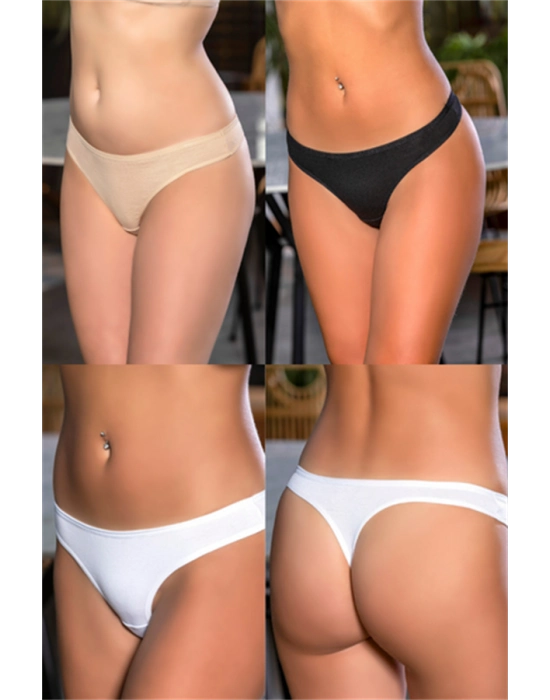 Pamuklu String (karışık) Siyah-beyaz-ten (brf2962)