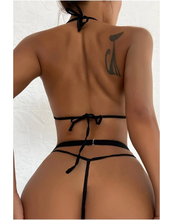 Şık Siyah Dantelli Babydoll Gecelik Tm1297