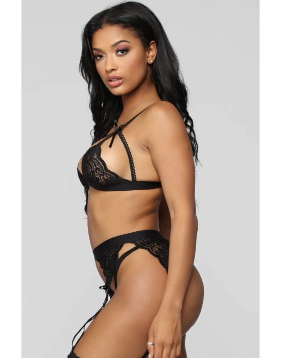 Siyah Dantelli Jartiyer Takımı Tm1274