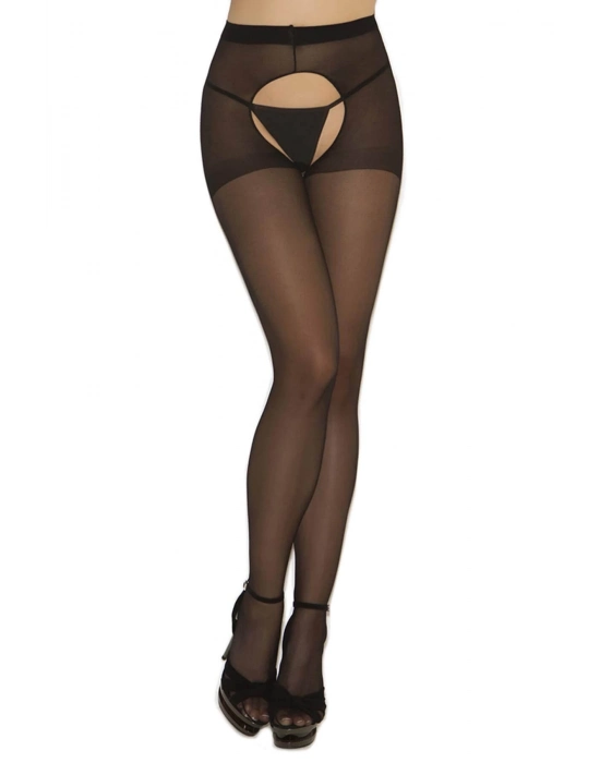 Siyah Özel Bölgesi Açık Fantazi Külotlu Çorap Tm1078