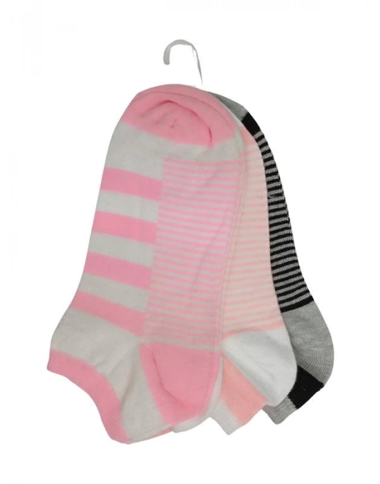 Srfn Kadın Patik Çorap 3 Lü Çemberli Desen