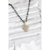 316l Çelik Zincir Kristal Boncuklu Kalpli Kadın Kolye - Bamido