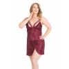 Beruflic  Büyük Beden Bordo Kısa Jakarlı Gecelik