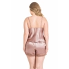 Beruflic  Büyük Beden Vizon Saten Babydoll Şort Takımı