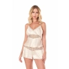 Beruflic  Fildişi Saten Babydoll Şort Takımı