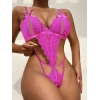 Fiyonklu Dantelli Fuşya Fantezi Body