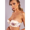 Gitana  Half Push Up Bra,çiçekli Ekru Straplez Konforlu Ve Şık Sütyen