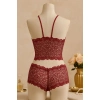 Kadın Bordo Dantel Bralet Şort Takımı – Asil Ve Sofistike İç Giyim
