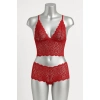 Kadın Kırmızı Dantel Bralet Şort Takımı – Tutkulu Ve Çekici İç Giyim