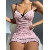 Kadın Pembe Askılı Gecelik – Piliseli Çiçek Desenli Tatlı Model