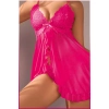 Kadın Seksi Fuşya Tül Gecelik Ve Külot Takım