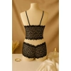 Kadın Siyah Dantel Bralet Şort Takımı – Şık, Zarif Ve Feminen İç Giyim