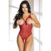 Kırmızı Dantel İşlemeli Özel Bölgesi Açık Fantezi Body Babydoll