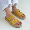 Loera Sarı Nubuk Çift Tokalı Terlik - Bamido
