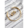 Pirinç Zirkon Taşlı Ayrık Model Gold Renk Bileklik Yüzük Set - Bamido