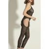 Siyah Çiçek Desenli Transparan Vücut Çorabı,seksi Uzun Tulum Fantazi İç Giyim