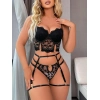 Siyah Dantelli Jartiyer Fantezi Seksi Büstiyer Takımı