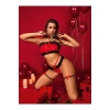Transparan Siyah-kırmızı Fantezi Bacak Bantlı Sütyen Külot Takımı