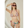 Yandan Bağlamalı Şık Tasarım Soft Tropikal Üçgen Bikini Takımı