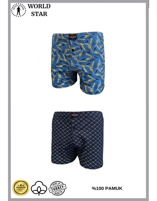 2li Likralı Pamuklu Renkli Erkek Boxer