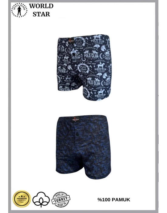 2li Likralı Pamuklu Renkli Erkek Boxer