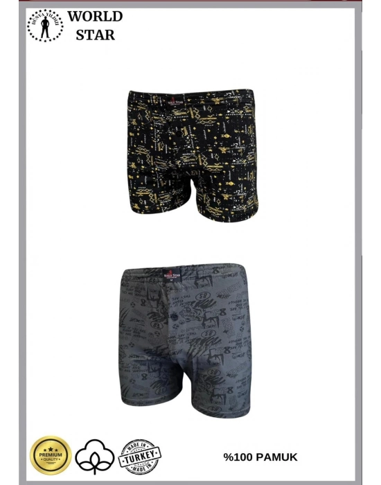 2li Likralı Pamuklu Renkli Erkek Boxer