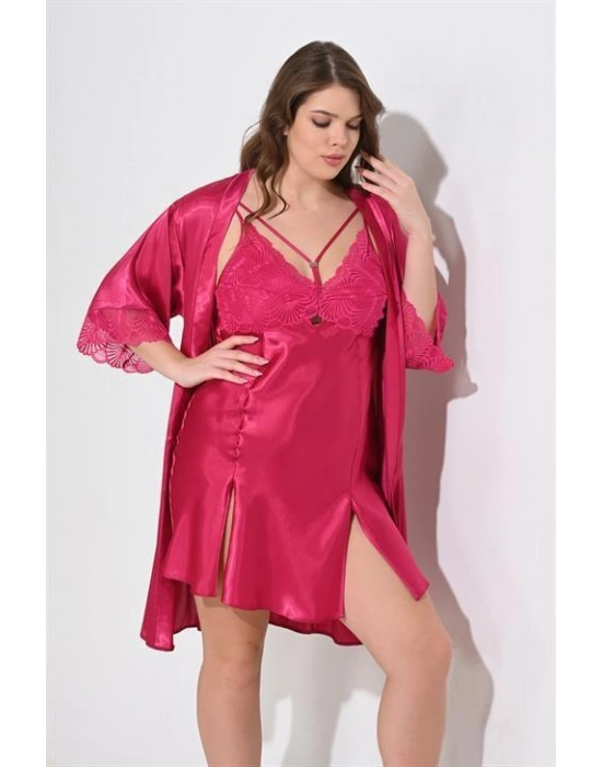 2li Vişne Sabahlık Takımı Bigsize 6212