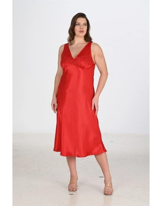 2li Kırmızı Sabahlık Takımı Bigsize 6226