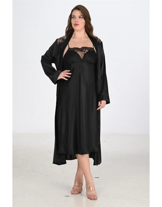 2li Siyah Sabahlık Takımı Bigsize 6221