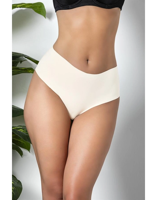 3lü Paket Dikişsiz, İz Yapmaz, Lazer Kesim, Yüksek Bel Slip Külot Ekru (brf21263)