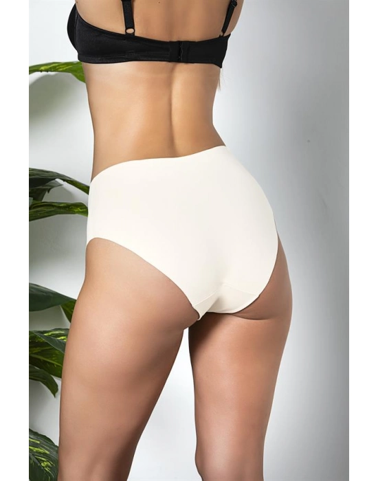 3lü Paket Dikişsiz, İz Yapmaz, Lazer Kesim, Yüksek Bel Slip Külot Ekru (brf21263)