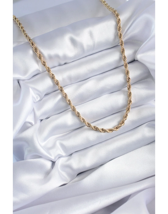 316l Çelik Gold Renk 60 Cm Burgu Model Kadın Kolye - Bamido