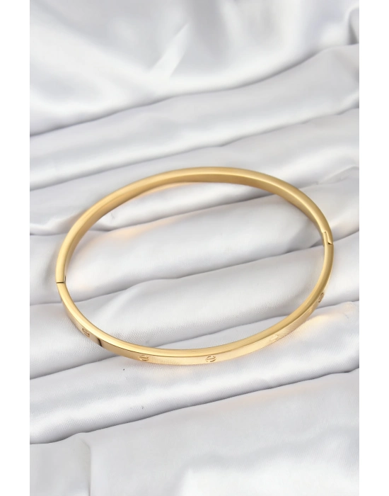 316l Çelik Gold Renk 65 Mm İnce Kadın Kelepçe Bileklik - Bamido
