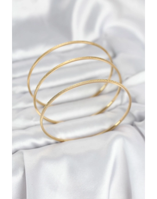 316l Çelik Gold Renk Simli Model Ajda 65 Mm Kadın Bileklik - Bamido