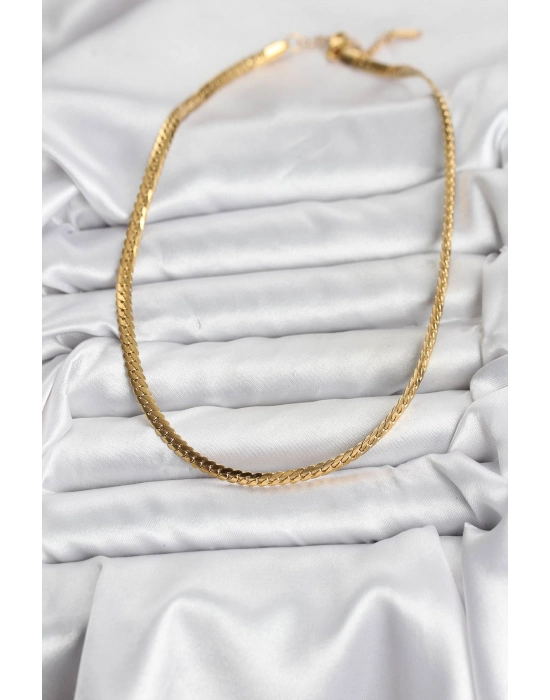 316l Çelik Gold Renk Zincir Kadın Kolye - Bamido